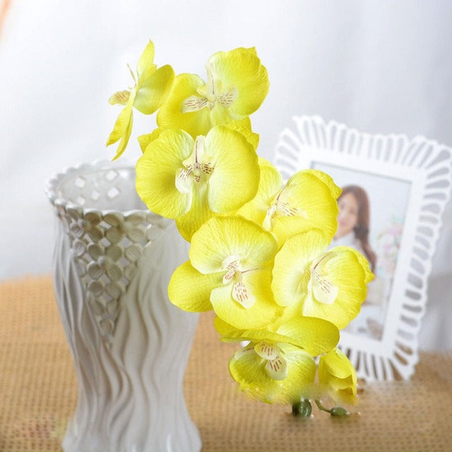 Artificial Fake Yellow Orchid Stem