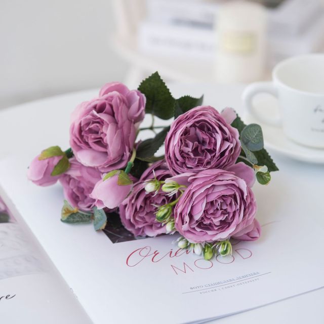 Artificial Fake Purple Peony Flowers