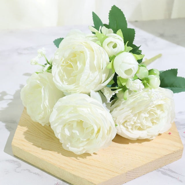 Artificial Fake White Peony Flowers