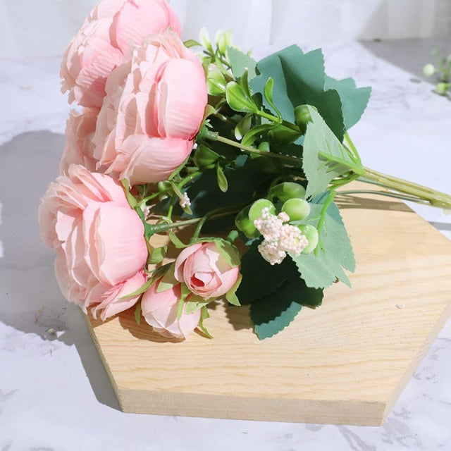 Artificial Fake Light Pink Peony Flowers