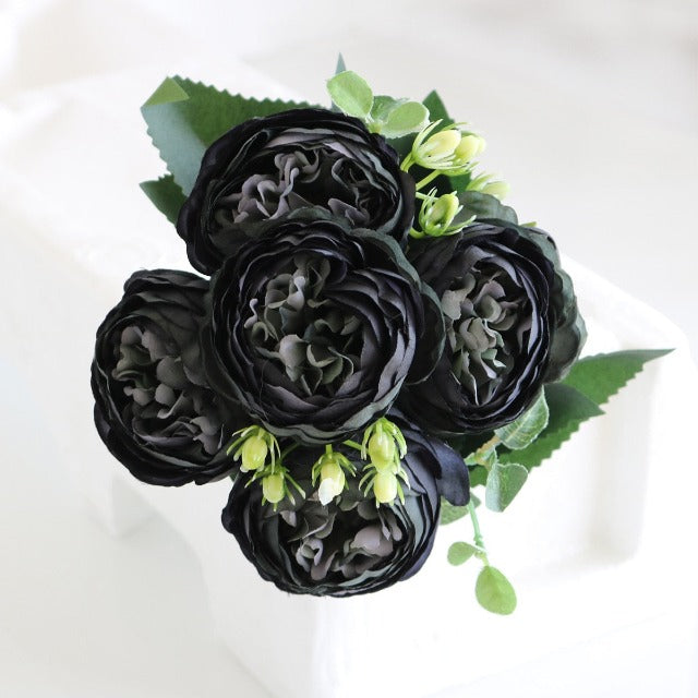 Artificial Fake Black Roses Bouquet