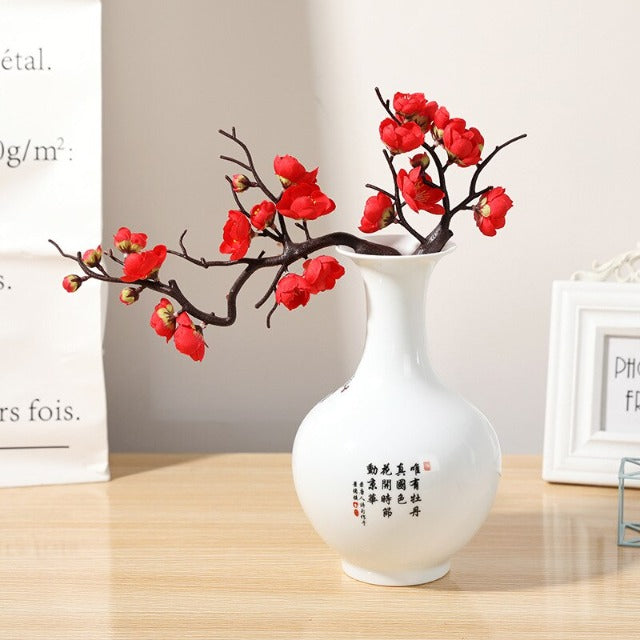 Artificial Fake Red Cherry Blossom Bonsai Tree