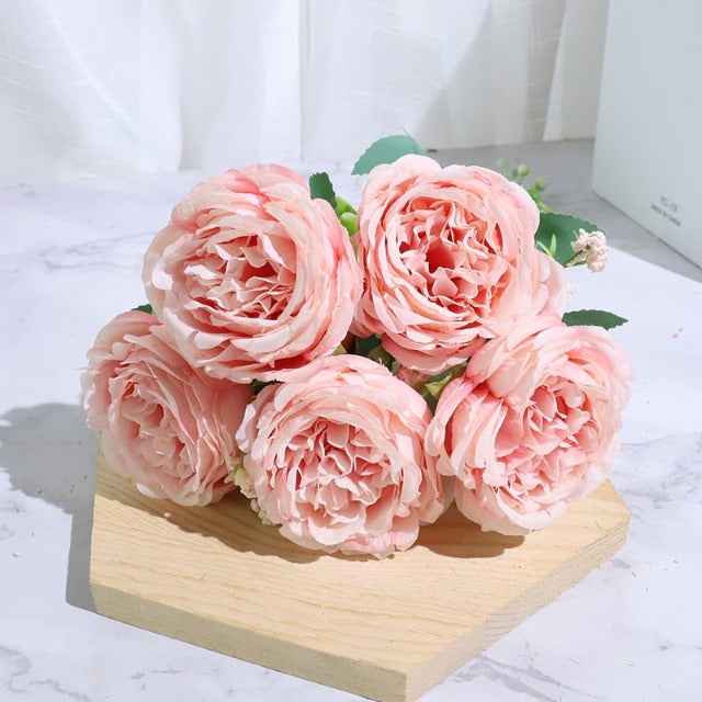Artificial Fake Light Pink Peony Flowers