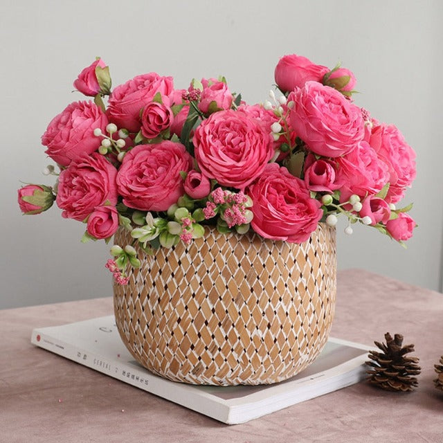 Artificial Dark Pink Roses Bouquet