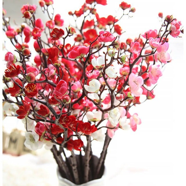 Artificial Fake Pink Cherry Blossom Branches with Flowers