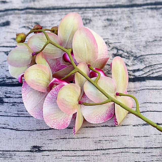 Artificial Fake Pink Yellow Orchid Stem