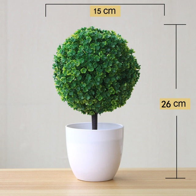 Artificial Fake Green Topiary Ball in Pot