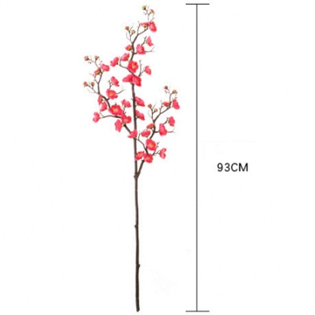 Artificial Fake Red Cherry Blossom Branches with Flowers