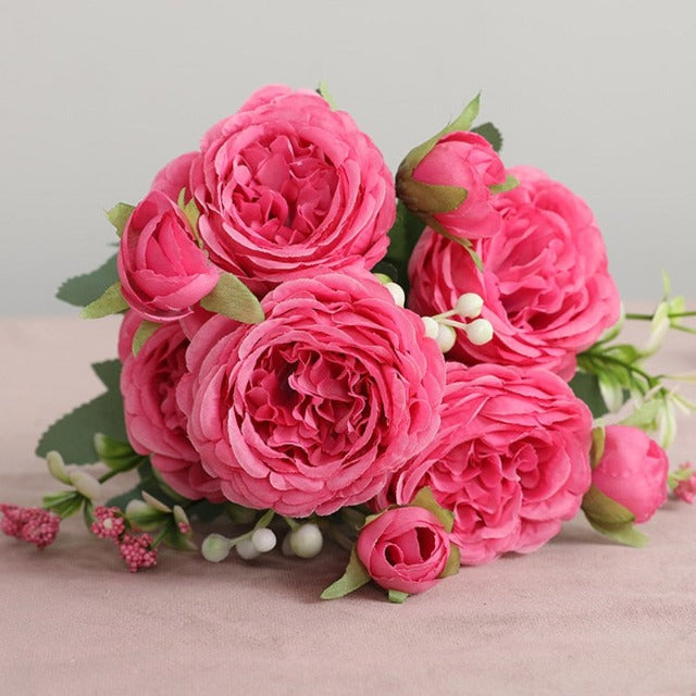 Artificial Dark Pink Roses Bouquet