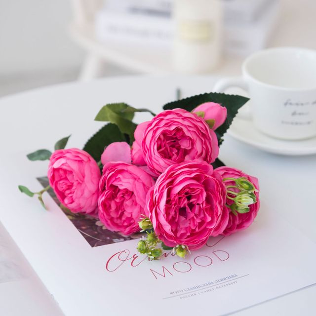 Artificial Fake Fuschia Peony Flowers
