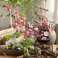 Artificial Fake Pink Cherry Blossom Branches with Flowers