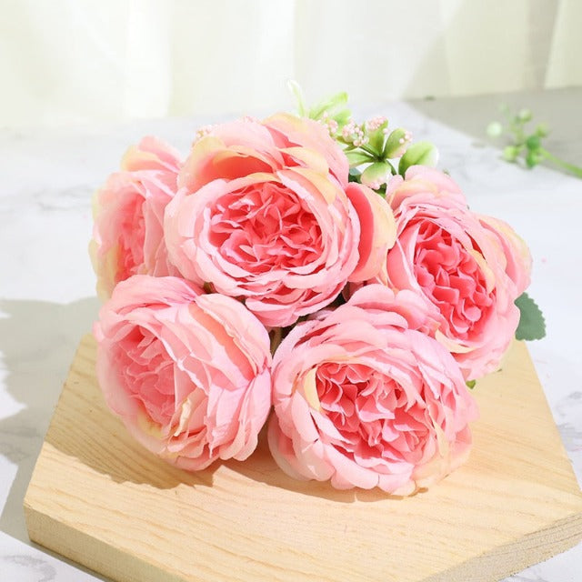Artificial Fake Pink Peony Flowers