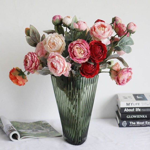 Artificial Fake Red Peony Flowers Arrangement