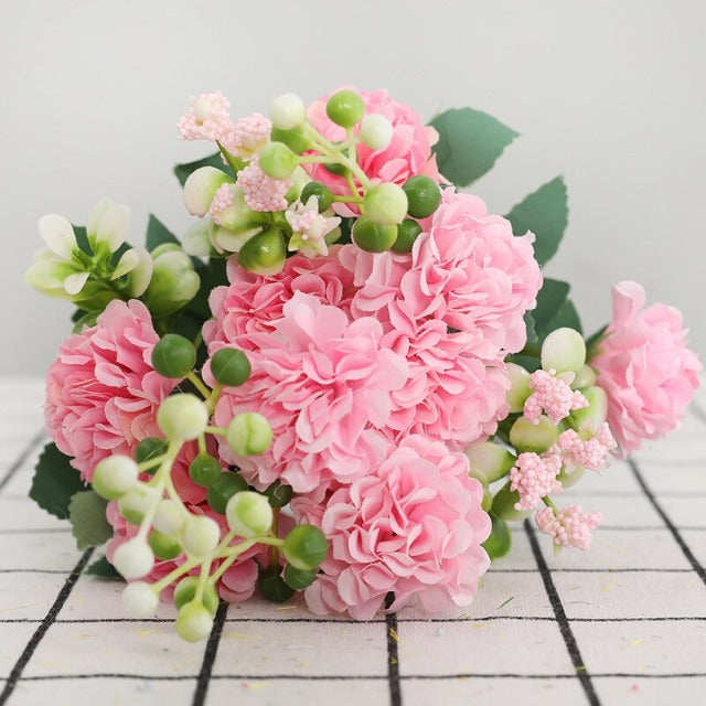 Artificial Fake Pink Hydrangea Arrangement