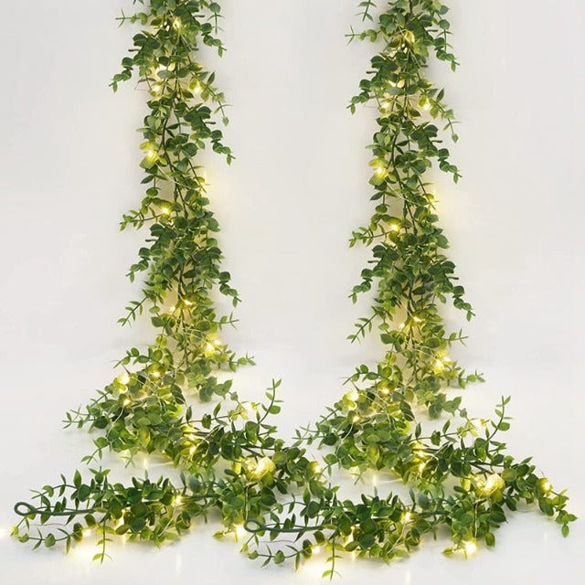 Artificial Fake Eucalyptus Garland with Lights