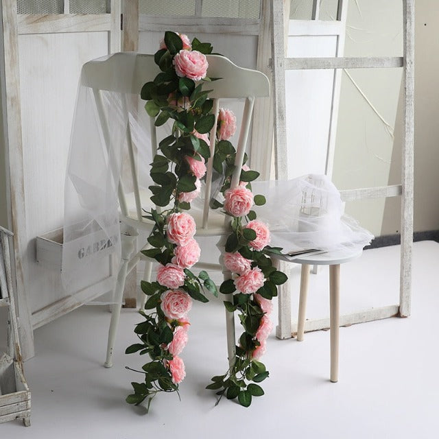 Artificial Fake Pink Peony Flowers Garland