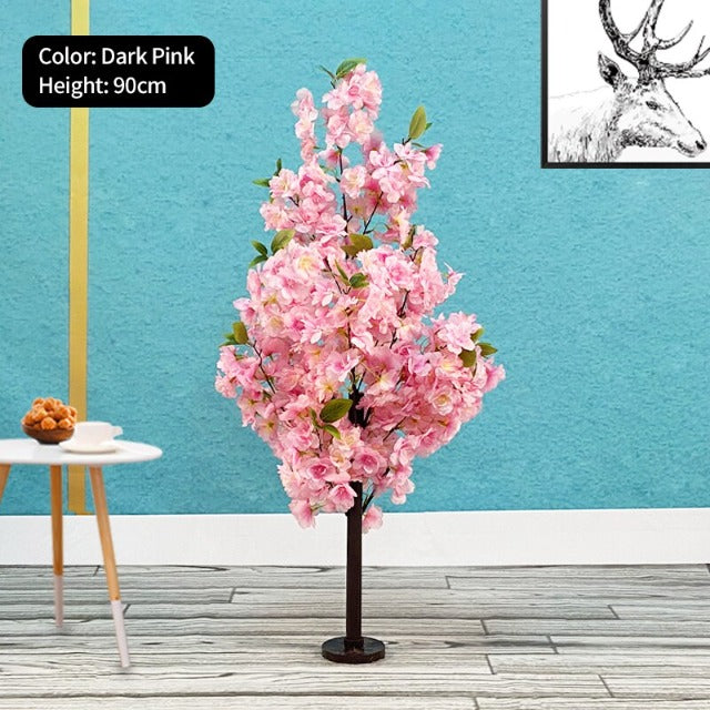 Artificial Fake Dark Pink Cherry Blossom Tree