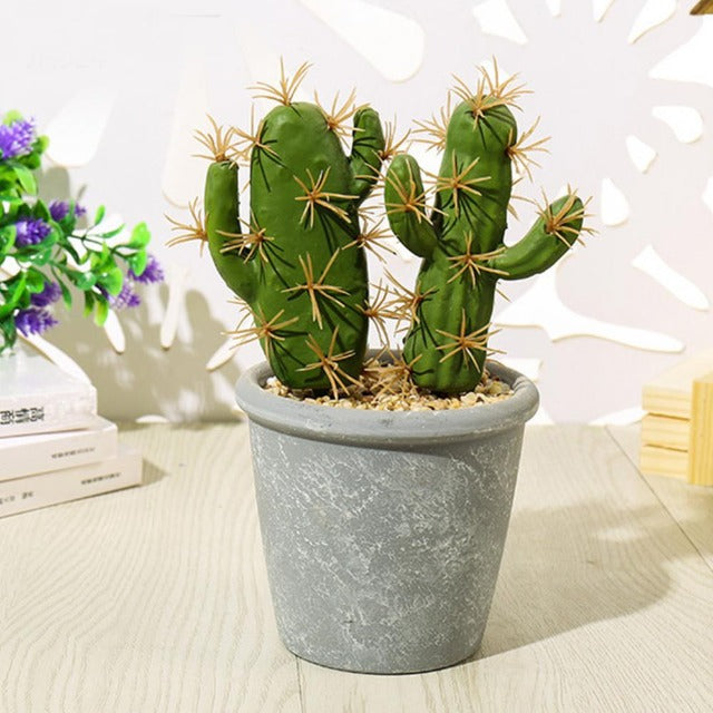 Artificial Fake Double Cactus Plant in Pot