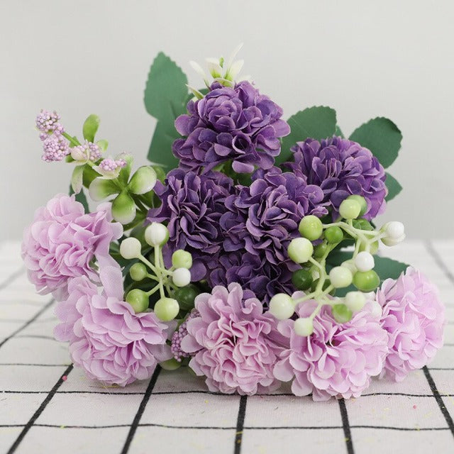 Artificial Fake Purple Hydrangea Arrangement