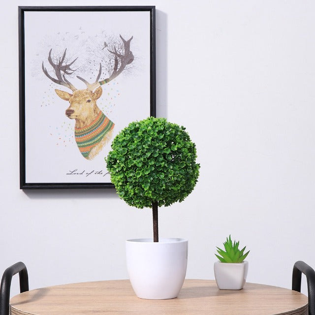 Artificial Fake Green Topiary Ball in Pot 2 Pcs