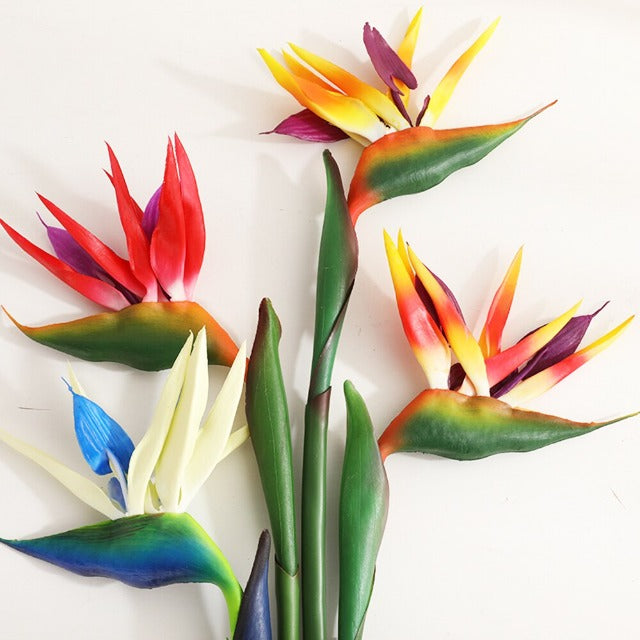 Artificial Fake Bird of Paradise Stem 4 Pcs Mix Color