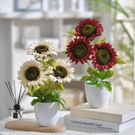 Artificial Fake Red Sunflowers in Pot
