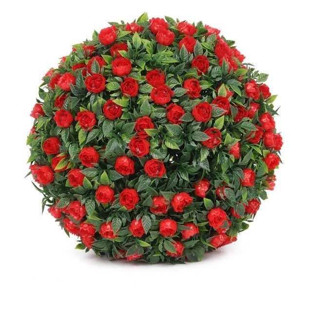 Artificial Fake Topiary Ball with Red Roses