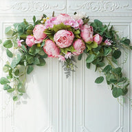 Artificial Fake Pink Peony Flowers Wreath