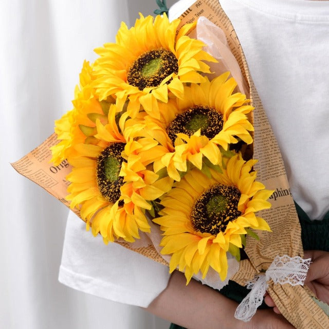 Artificial Fake Sunflowers Bouquet 5 Pcs