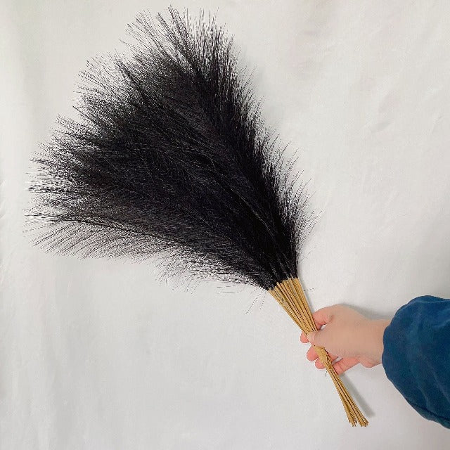 Artificial Fake Fluffy Pampas Grass Black