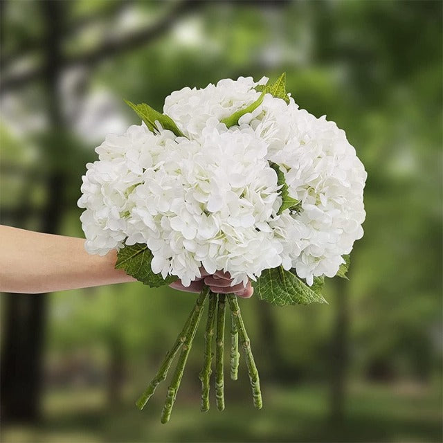 Artificial Fake White Hydrangea Flowers Bouquet 3Pcs