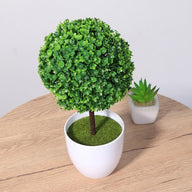 Artificial Fake Green Topiary Ball in Pot 2 Pcs