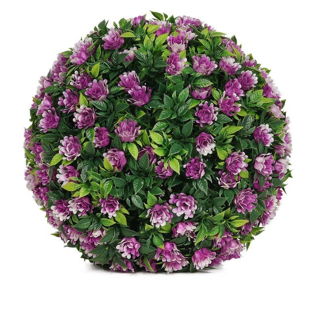 Artificial Fake Topiary Ball with Purple Roses