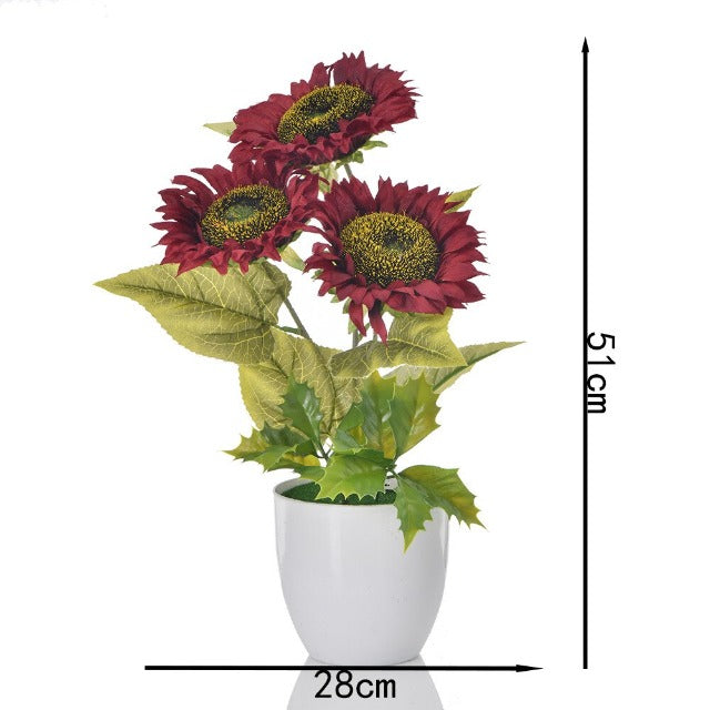 Artificial Fake Red Sunflowers in Pot