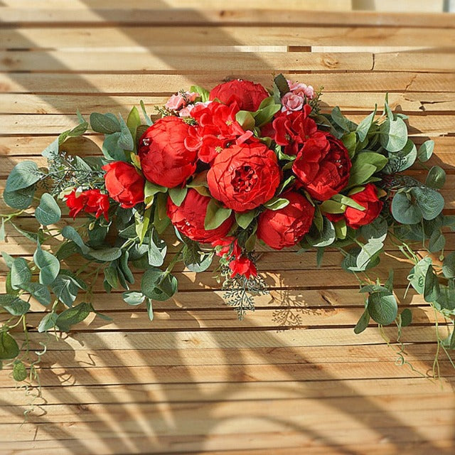 Artificial Fake Red Peony Flowers Wreath