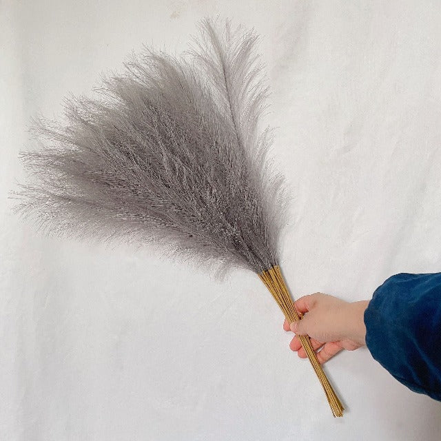 Artificial Fake Fluffy Pampas Grass Grey