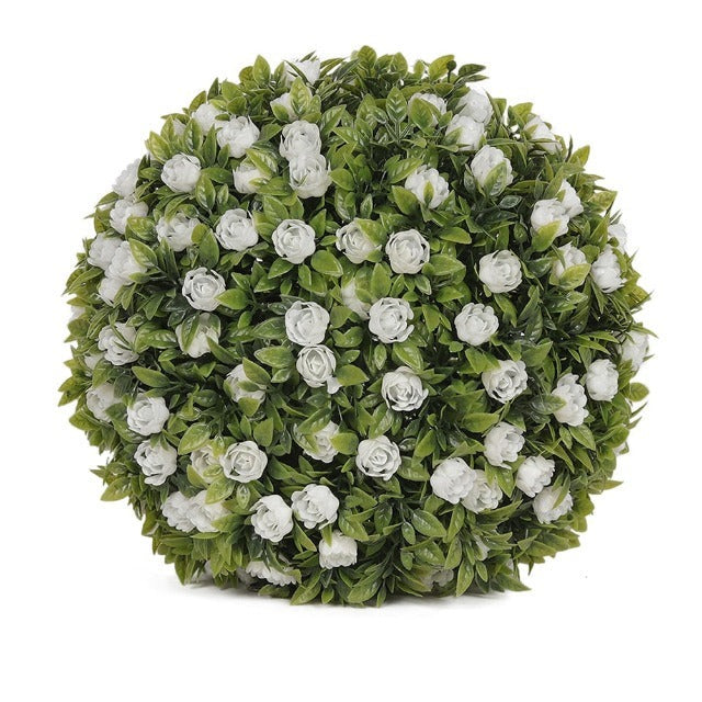 Artificial Fake Topiary Ball with White Flowers