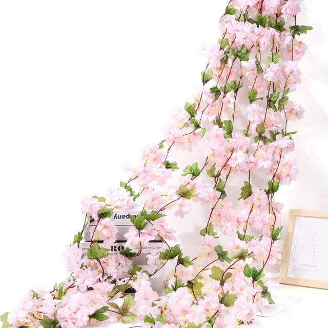 Artificial Fake Pink Cherry Blossom Flowers Garland