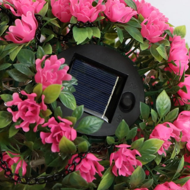 Artificial Fake Hanging Topiary Ball with Pink Flowers