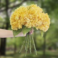 Artificial Fake Yellow Hydrangea Flowers Bouquet 3Pcs