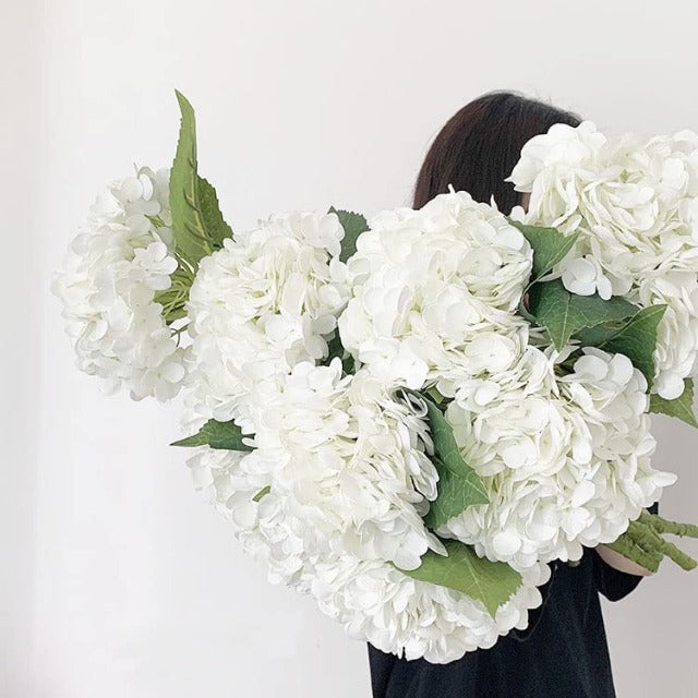 Artificial Fake White Hydrangea Flowers Bouquet 3Pcs