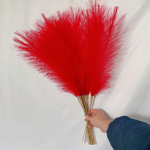 Artificial Fake Fluffy Pampas Grass Red