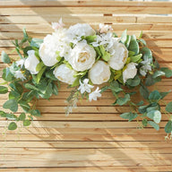 Artificial Fake White Peony Flowers Wreath