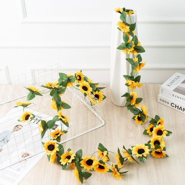 Artificial Fake Realistic Sunflower Garland 2.5M