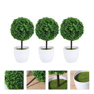 Artificial Fake Green Topiary Ball in Pot 3 Pcs