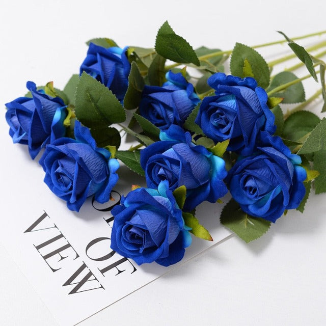 Artificial Fake Blue Roses Flowers 5 to 20 Pcs