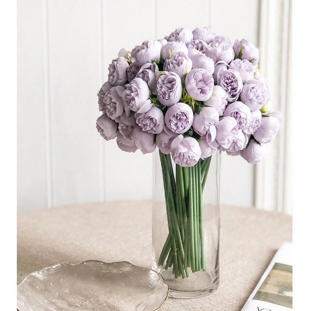 Artificial Fake Purple Peony Flowers Bouquet