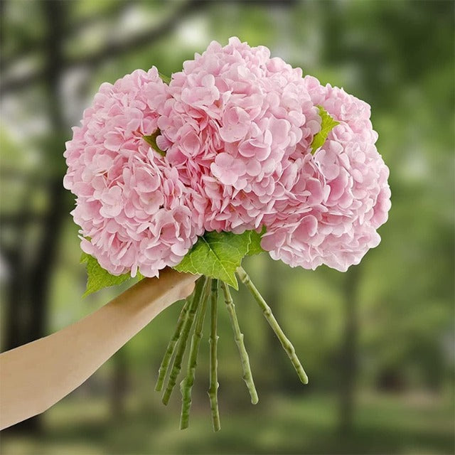 Artificial Fake Pink Hydrangea Flowers Bouquet 3Pcs