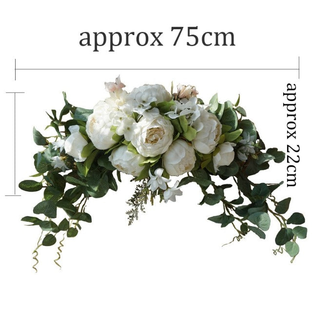 Artificial Fake White Peony Flowers Wreath