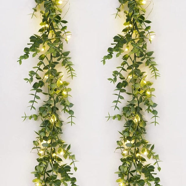 Artificial Fake Eucalyptus Garland with Lights